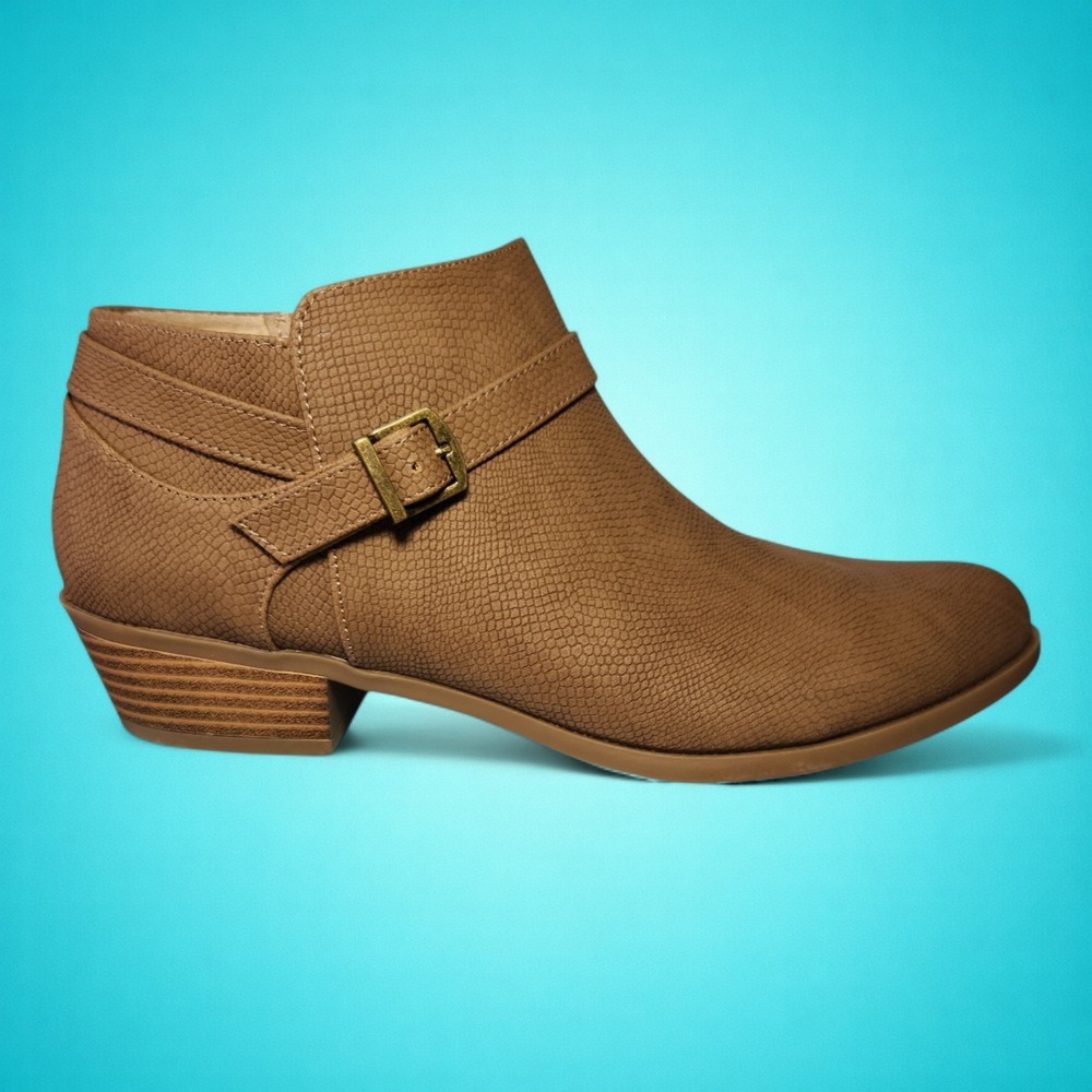 New LifeStride Women's Alexander Mushroom‎ Snake/Brown Ankle Booties, Size 11 M